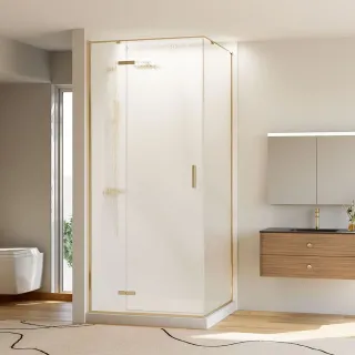 Душевой уголок Veconi Rovigo RV-073RG/L, 1200х1000х1950, золото брашинг, стекло дождь